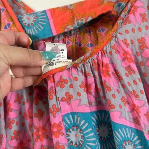 NATURAL LIFE Orange & Pink Patchwork High-Low Sundress - Picture 4 of 4